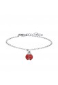 Bracciale Bambina Luca Barra Acciaio Coccinella Cristalli Rossi JB124