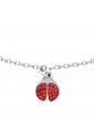 Bracciale Bambina Luca Barra Acciaio Coccinella Cristalli Rossi JB124