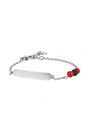 Bracciale Bambino Luca Barra Acciaio Pietre Rosse Nere JB158