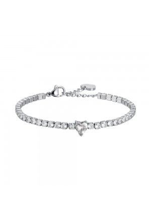 Bracciale Luca Barra Acciaio Cuore Cristalli Bianchi BK2280