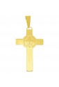 Croce Medaglia San Benedetto Norcia Oro Giallo 18kt Regalo Nascita Battesimo Fantasia Monile XD19DFM