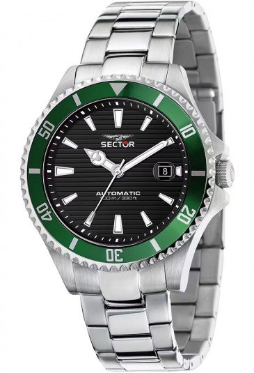 Orologio Sector Modello 230 Quadrante Nero Ghiera Verde Ceramica Misura 43mm Uomo R3223161008