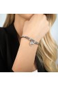 Bracciale Luca Barra Acciaio Anallergico Pendente Albero Della Vita Cristalli Bianchi BK2332