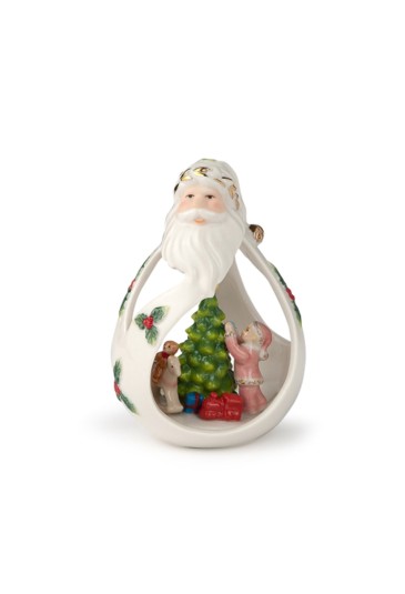 Babbo Natale Scena Natalizia Porcellana Colorata Smaltata Altezza 10cm Decorazione Natale Hervit 27726