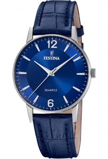 Orologio Festina Solo Tempo Quadrante Blu Cinturino Pelle Uomo F20690/3