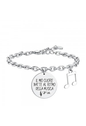 Bracciale Script Nota Musicale Luca Barra Ciondolo Incisione Il Mio Cuore Batte Al Ritmo Della Musica BK2644