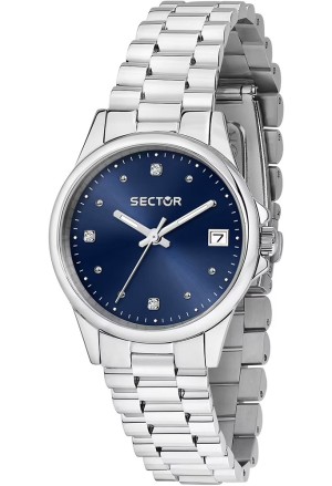 Orologio Sector 230 Quarzo 10ATM Datario Quadrante Blu Cristalli Acciaio Donna R3253161543