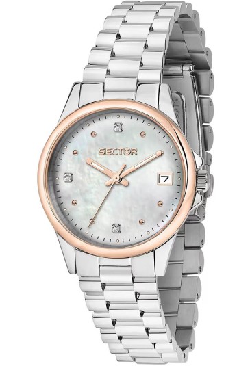 Orologio Sector 230 Quarzo 10ATM Datario Quadrante Madreperla Cristalli Acciaio Donna R3253161540