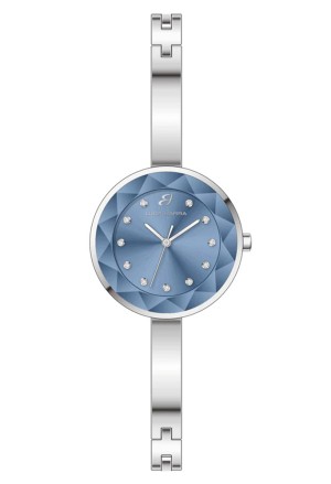 Orologio Quadrante Celeste Cristalli Cinturino Semirigido Acciaio Anallergico Luca Barra BW390