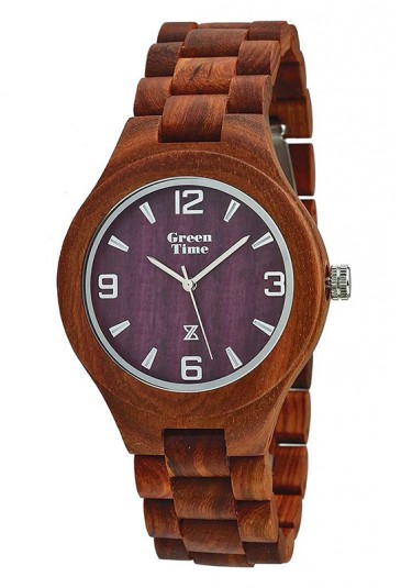 ZW005E Orologio Uomo Legno Wood Green Time Index Luminescenti Unisex