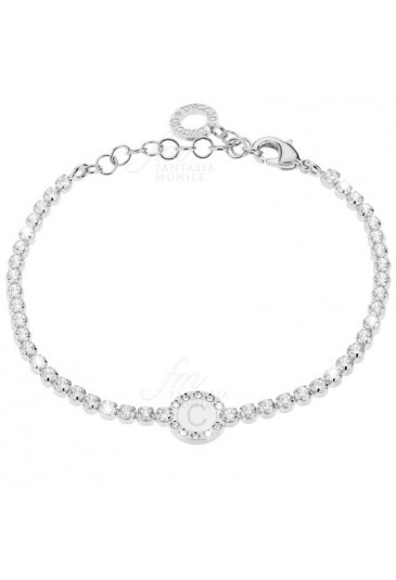 Bracciale Tennis Donna Silver Smalto Bianco Lettera C Dvccio Y208JFM