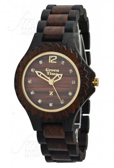 Green time Orologi Legno Donna Wood Sandalo Cristalli Design Watch