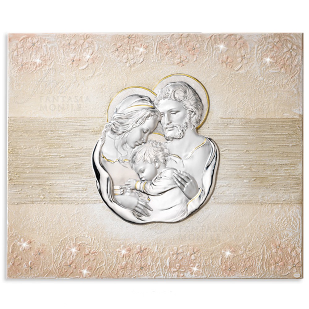 Quadro Acca Sacra Famiglia Capoletto Argento Legno Misura 37x45 397FK